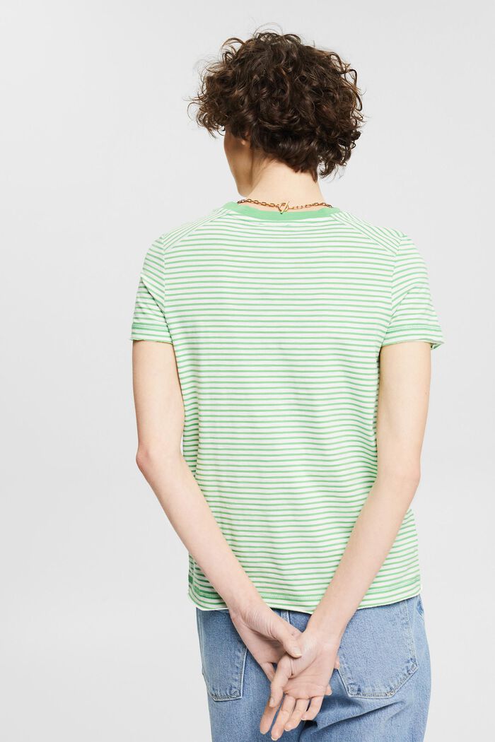 Striped cotton T-shirt, GREEN, detail image number 3