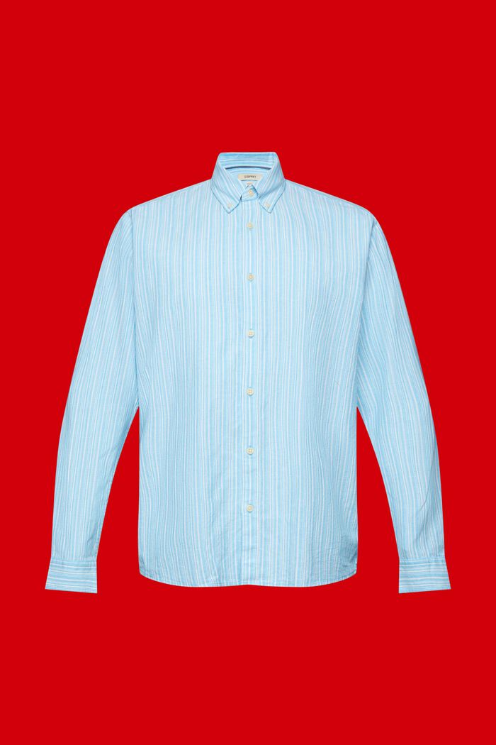 Striped shirt with linen, TURQUOISE, detail image number 5