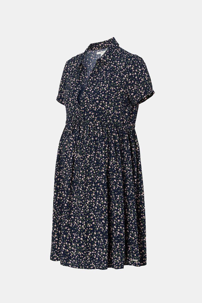 Dress with a mille-fleurs print, NIGHT SKY BLUE, detail image number 5