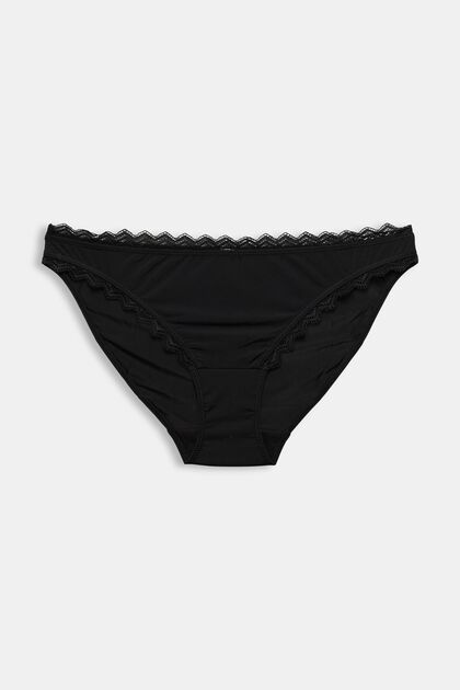 Hipster briefs with lace border, BLACK, overview