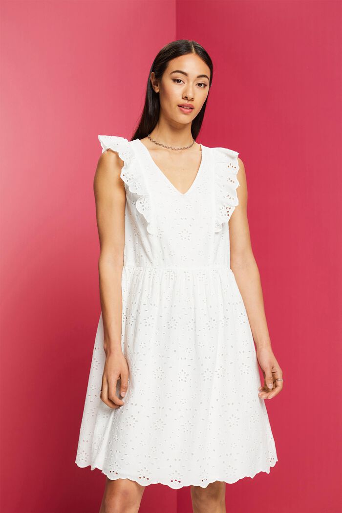 Cotton lace dress, OFF WHITE, detail image number 0