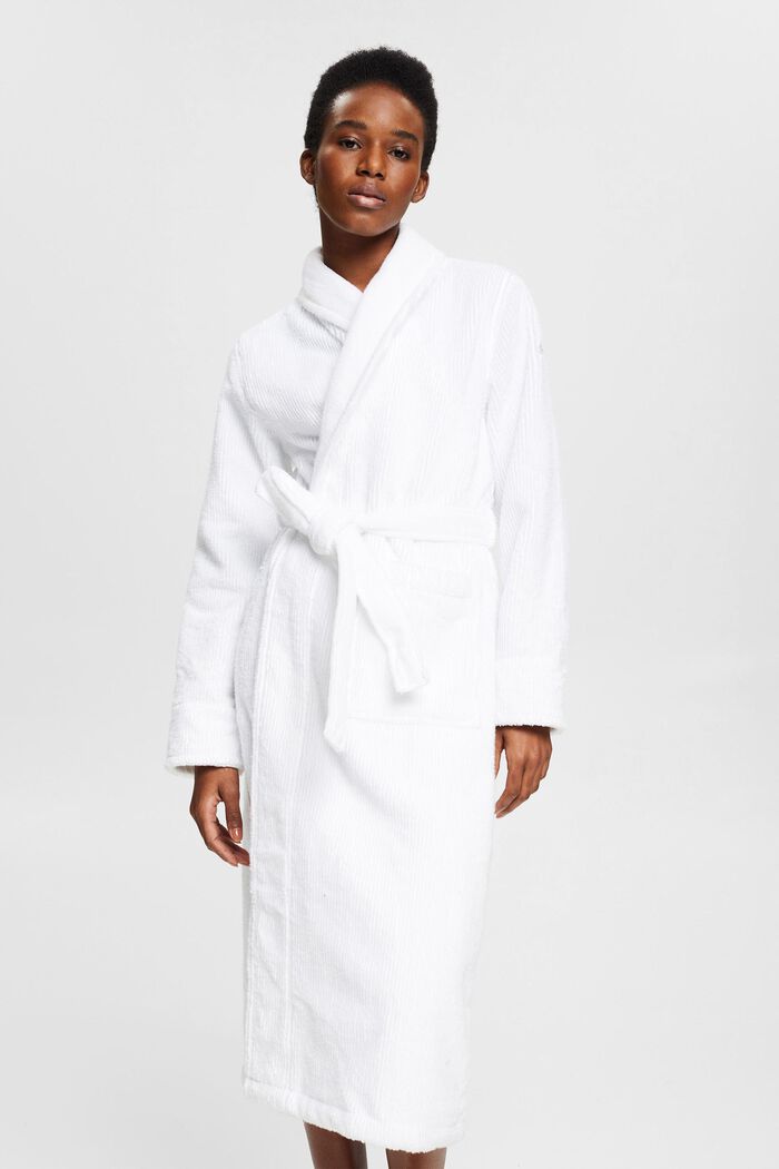 Ribbed-effect bathrobe, WHITE, overview