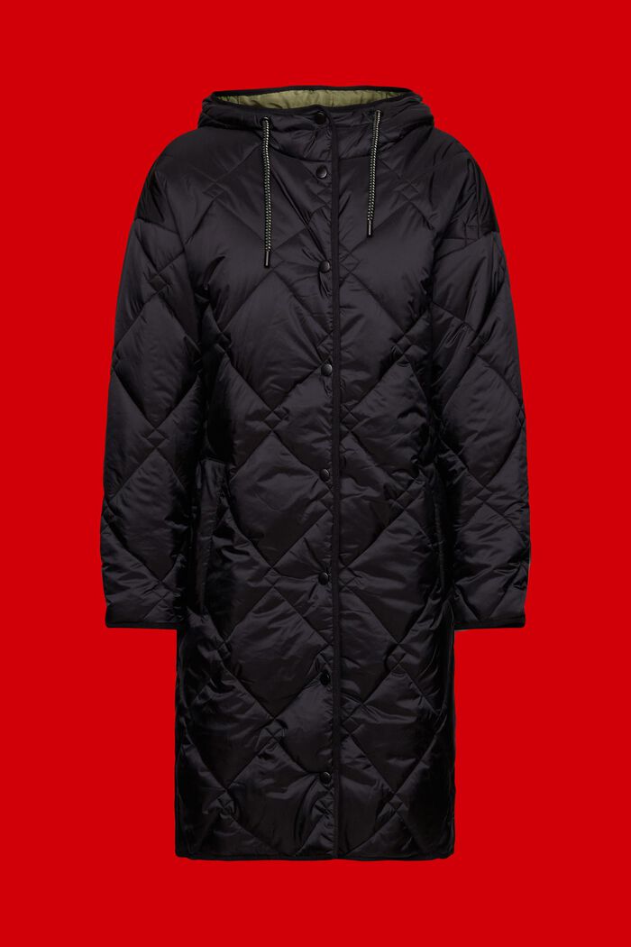 Quilted coat with a hood, BLACK, detail image number 5