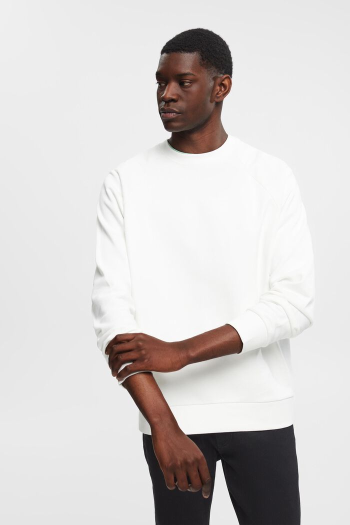 Relaxed fit cotton sweatshirt, OFF WHITE, detail image number 0