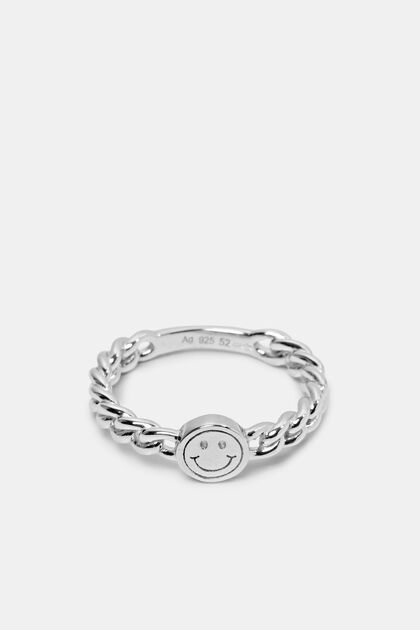 Smiley Sterling Silver Chain Ring