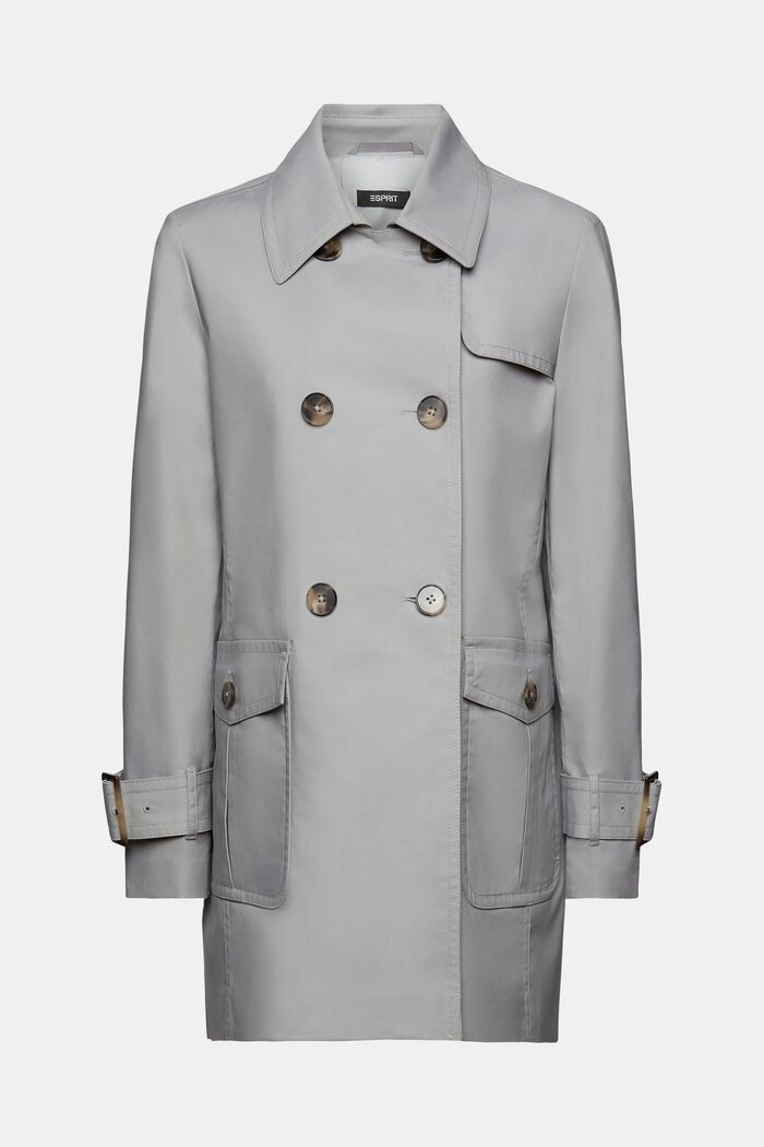 Short double-breasted trench coat, MEDIUM GREY, detail image number 6