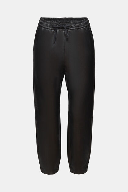 Faux leather jogging trousers
