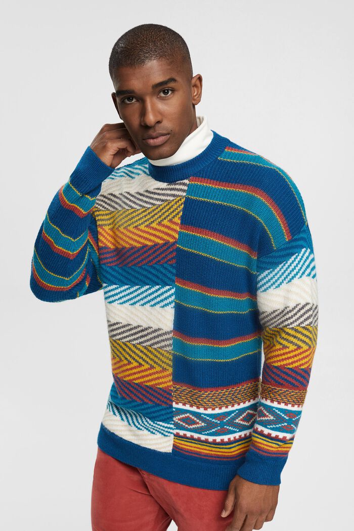Knitted mixed pattern jumper