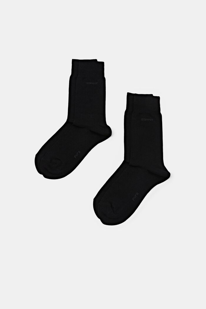 2-Pack Socks, Organic Cotton, BLACK, detail image number 0