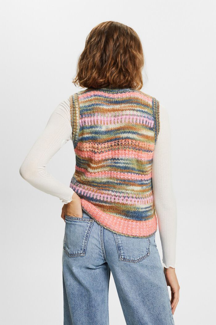 Striped Knit Vest, CORAL ORANGE, detail image number 3