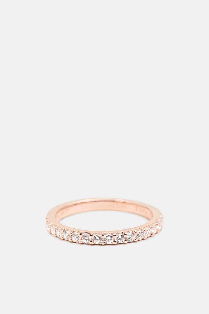 Rose gold ring with zirconia, made of silver