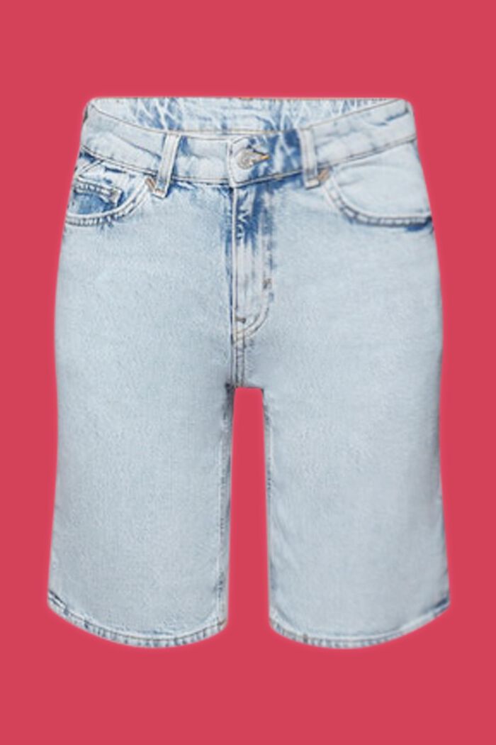 Retro Bermuda Jean Shorts, BLUE BLEACHED, detail image number 6
