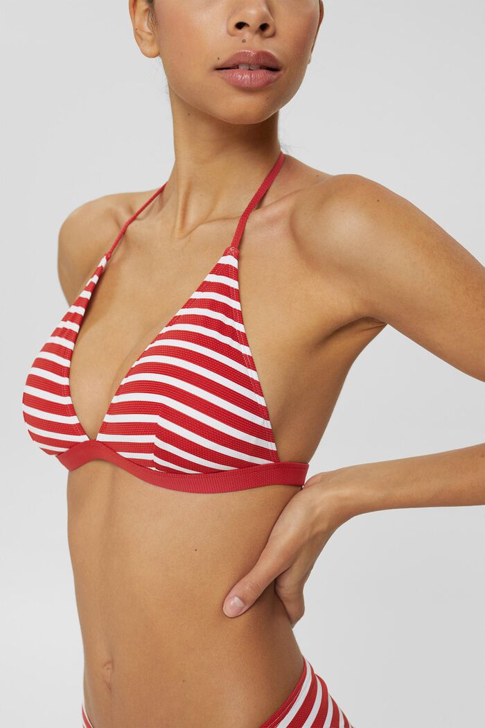 Recycled: padded top with stripes, RED, detail image number 2