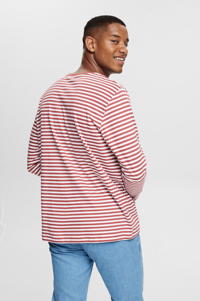 Long sleeve top with a striped pattern, TERRACOTTA, detail image number 3