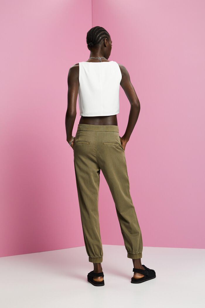 High-rise sporty twill trousers, KHAKI GREEN, detail image number 3