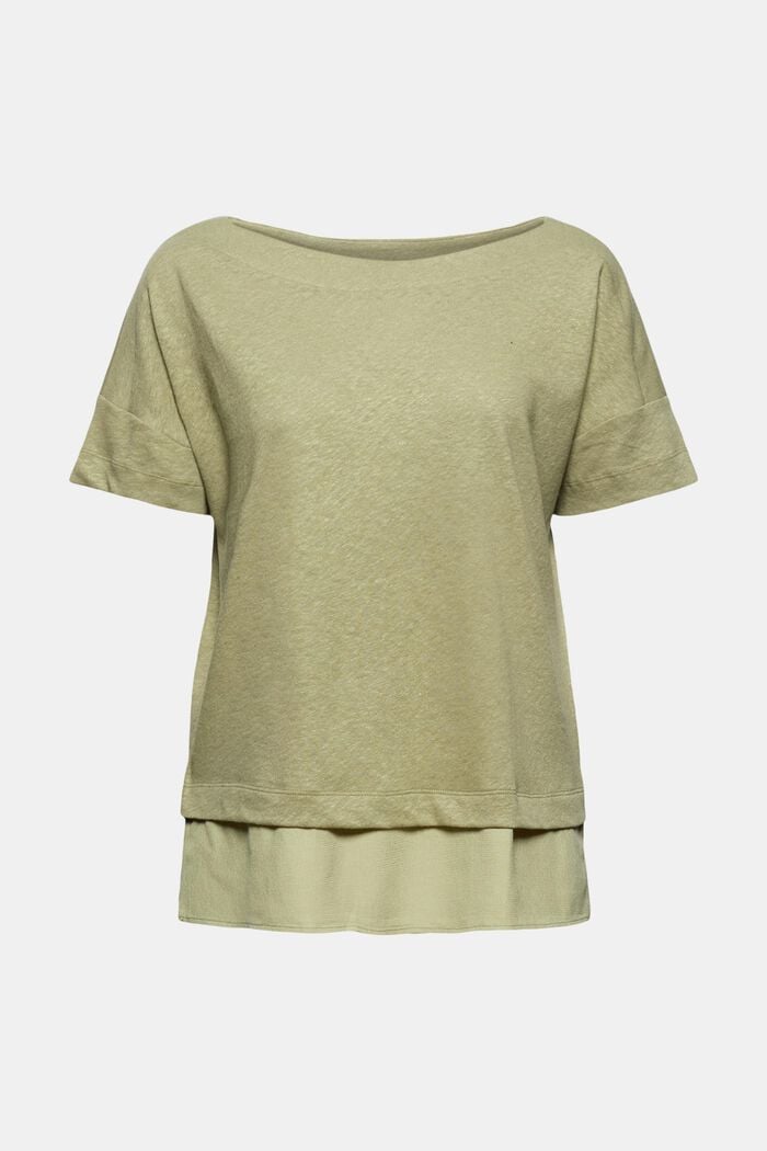 Linen blend: layered-effect T-shirt
