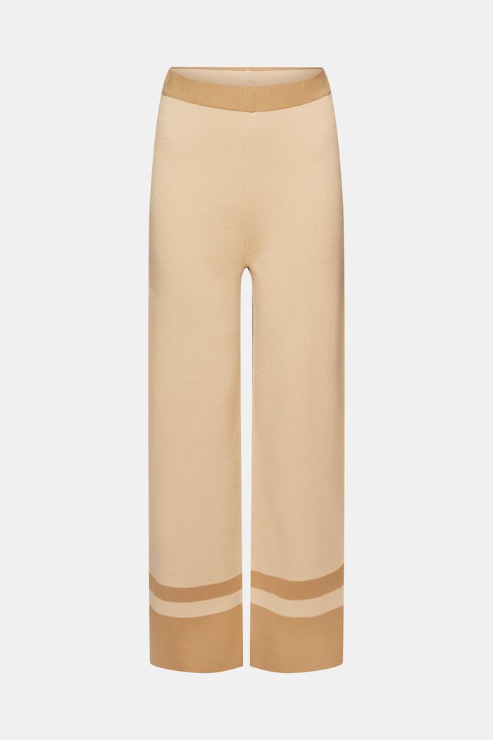 Two-Tone Wide Leg Knit Pants, SAND, detail image number 6