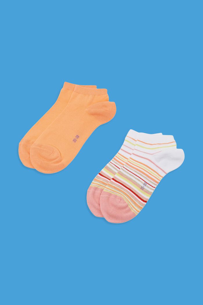 2-pack of colourful trainer socks, organic cotton, ORANGE, detail image number 0