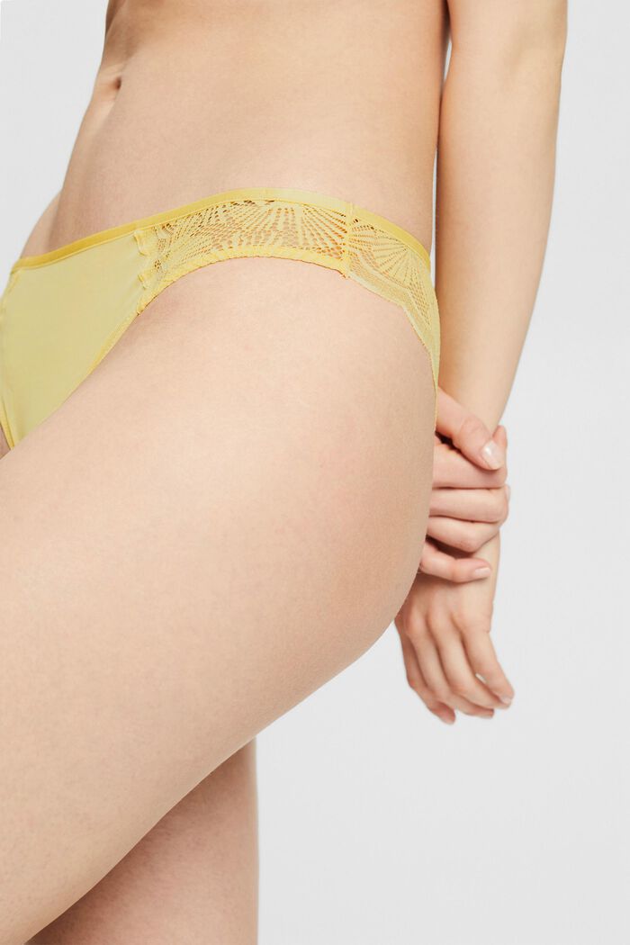 Brazilian shorts with patterned lace, LIGHT YELLOW, detail image number 0