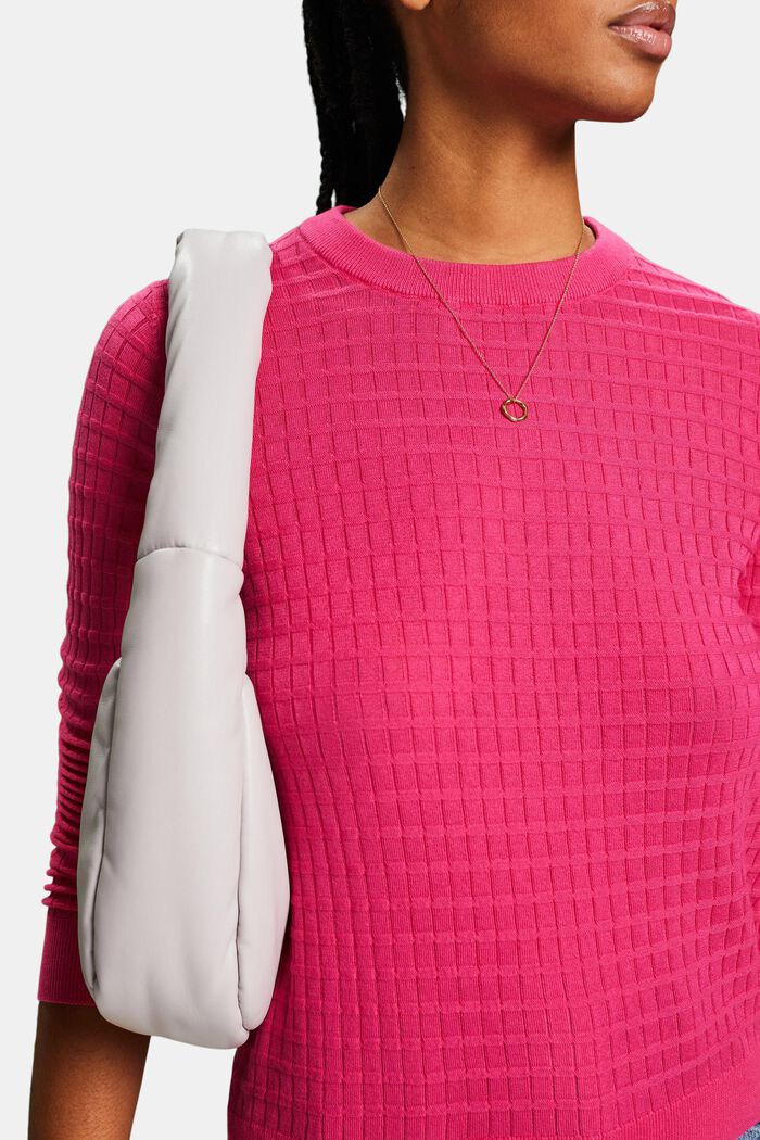 Structured Knit Sweater, PINK FUCHSIA, detail image number 3