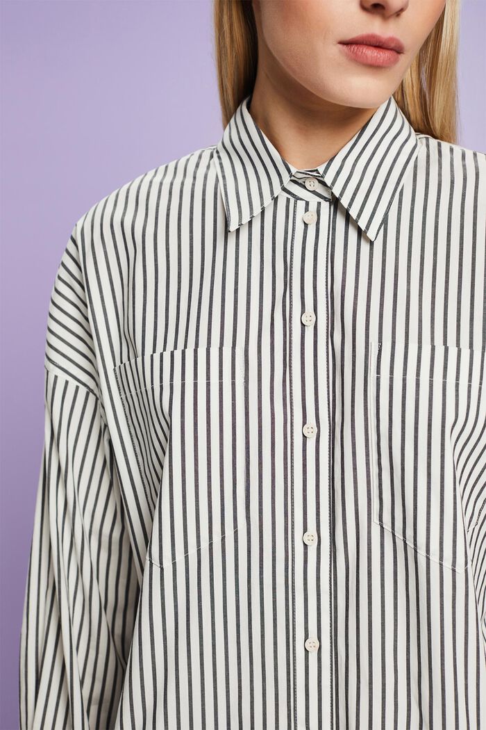 Striped Button-Down Shirt, BLACK, detail image number 3