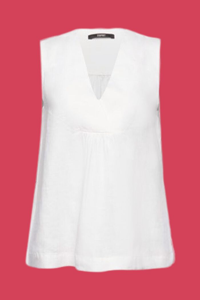 Sleeveless linen blouse, WHITE, detail image number 6