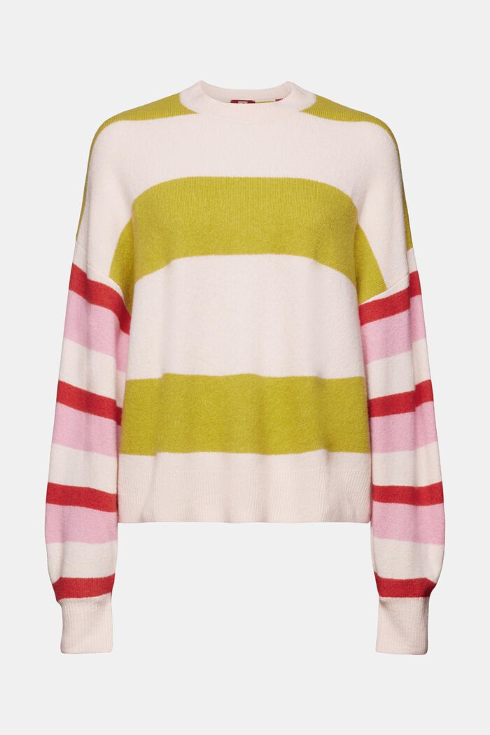 Striped Wool-Blend Sweater, LIGHT PINK, detail image number 7