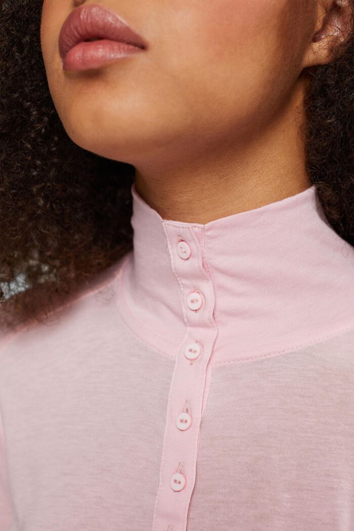 Stand-up collar long sleeve top, TENCEL™, LIGHT PINK, detail image number 0