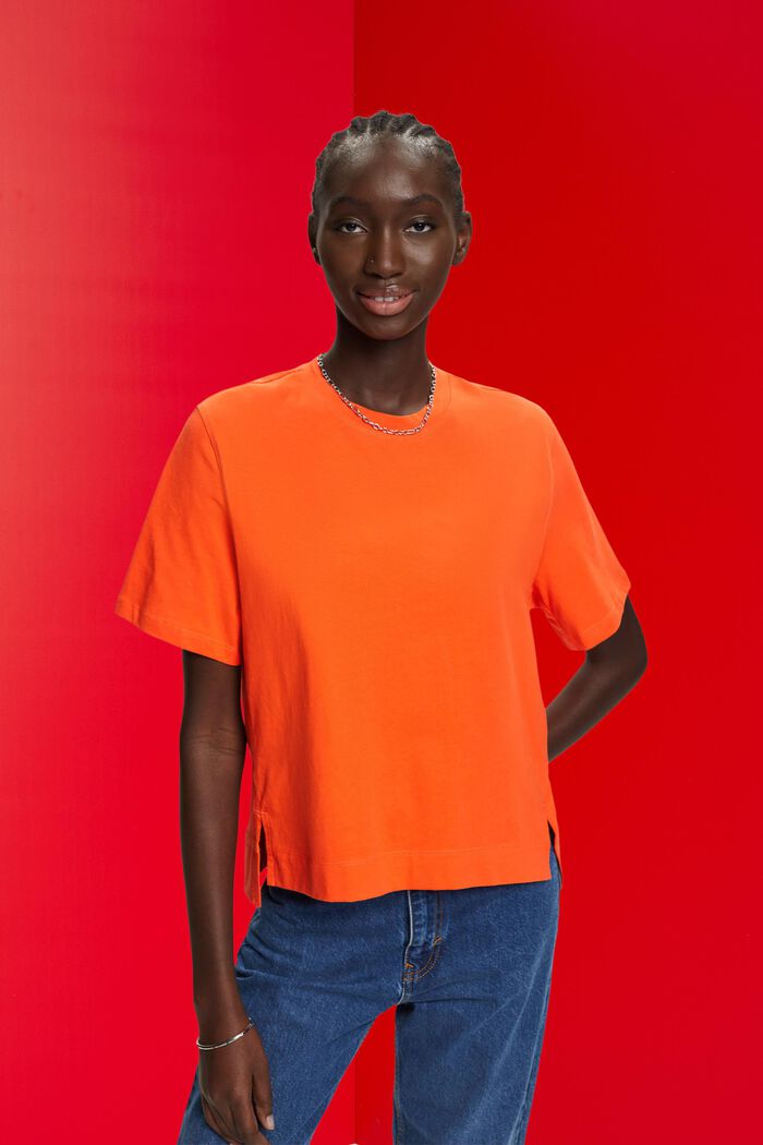 Cotton t-shirt, ORANGE RED, detail image number 0