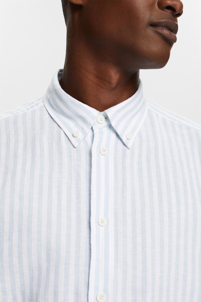 Striped Cotton Poplin Shirt, LIGHT BLUE, detail image number 3