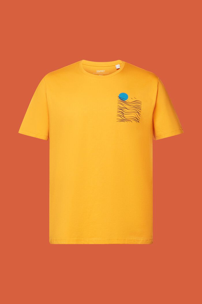 Jersey t-shirt with chest print, 100% cotton, BRIGHT ORANGE, detail image number 6