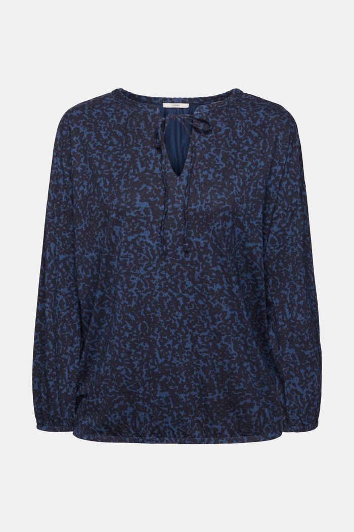 Patterned long-sleeved top with tie detail