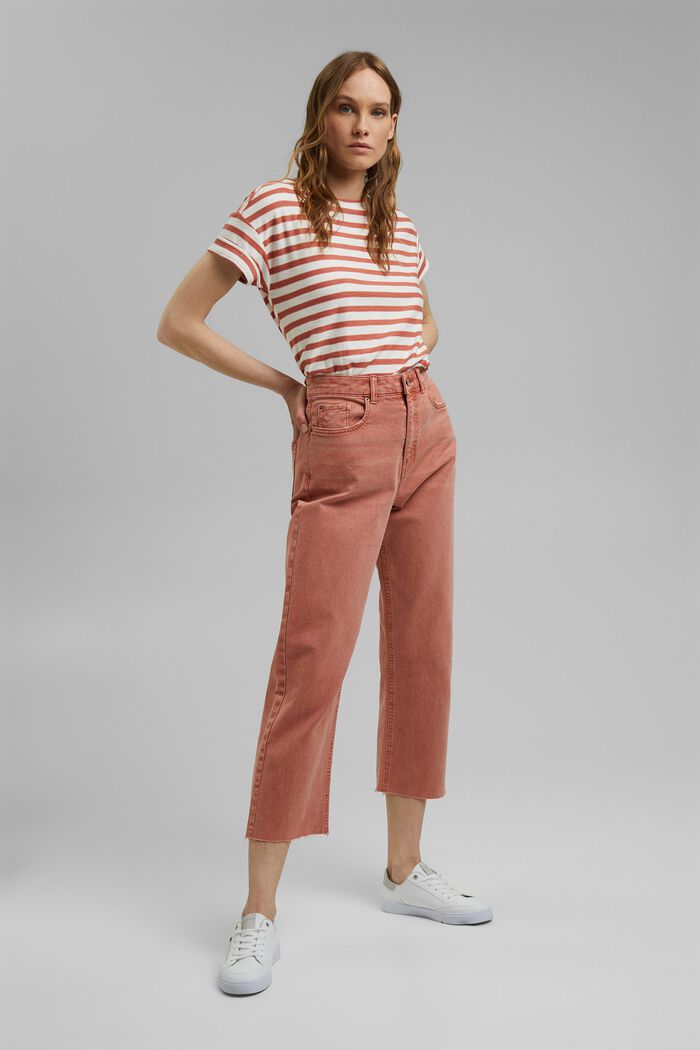 Relaxed 7/8-length trousers in a garment-washed look, organic cotton, BLUSH, detail image number 1