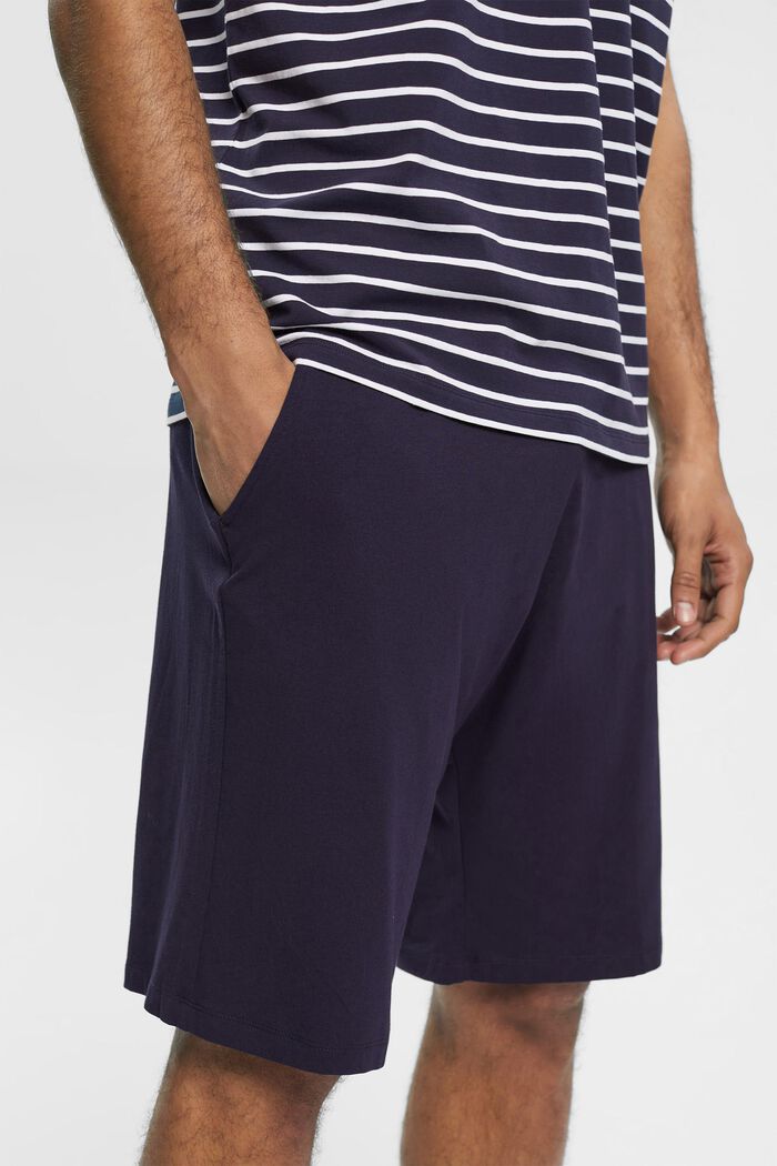 Jersey pyjamas with shorts, NAVY, detail image number 0