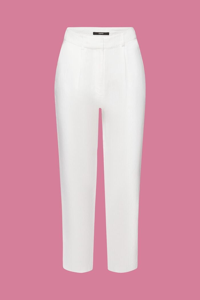 Cropped linen trousers, WHITE, detail image number 6