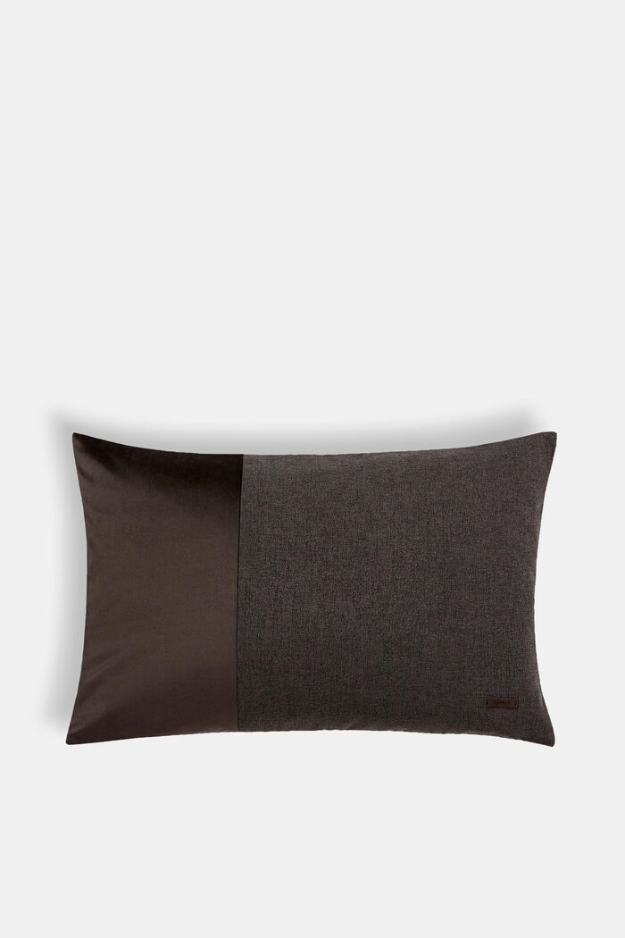 Mixed material cushion cover with micro-velvet, DARK GREY, detail image number 0