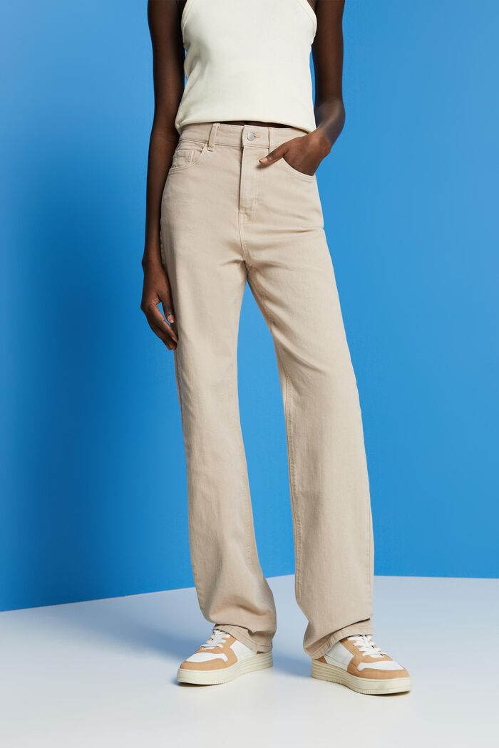 High-rise straight leg trousers, LIGHT TAUPE, detail image number 0
