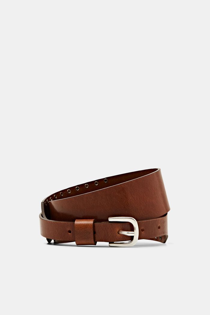 ESPRIT - Waist belt with studs, 100% real leather at our online shop