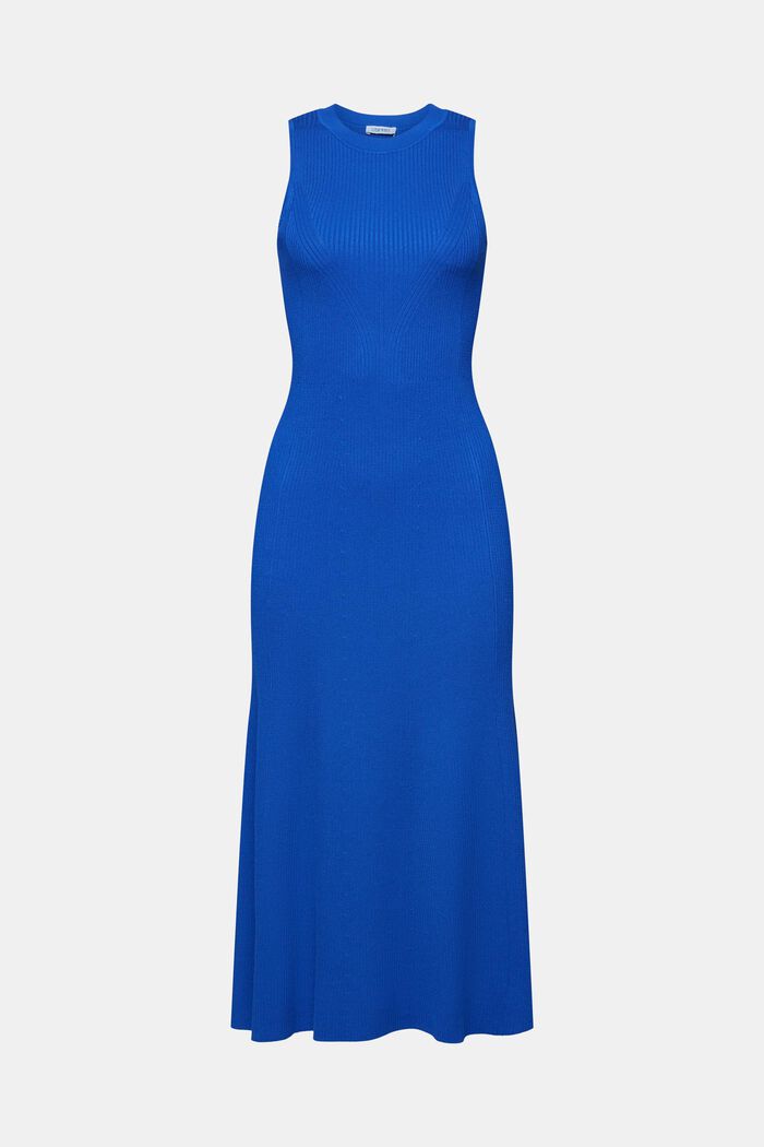 Sleeveless Ribbed Midi Dress, BRIGHT BLUE, detail image number 6
