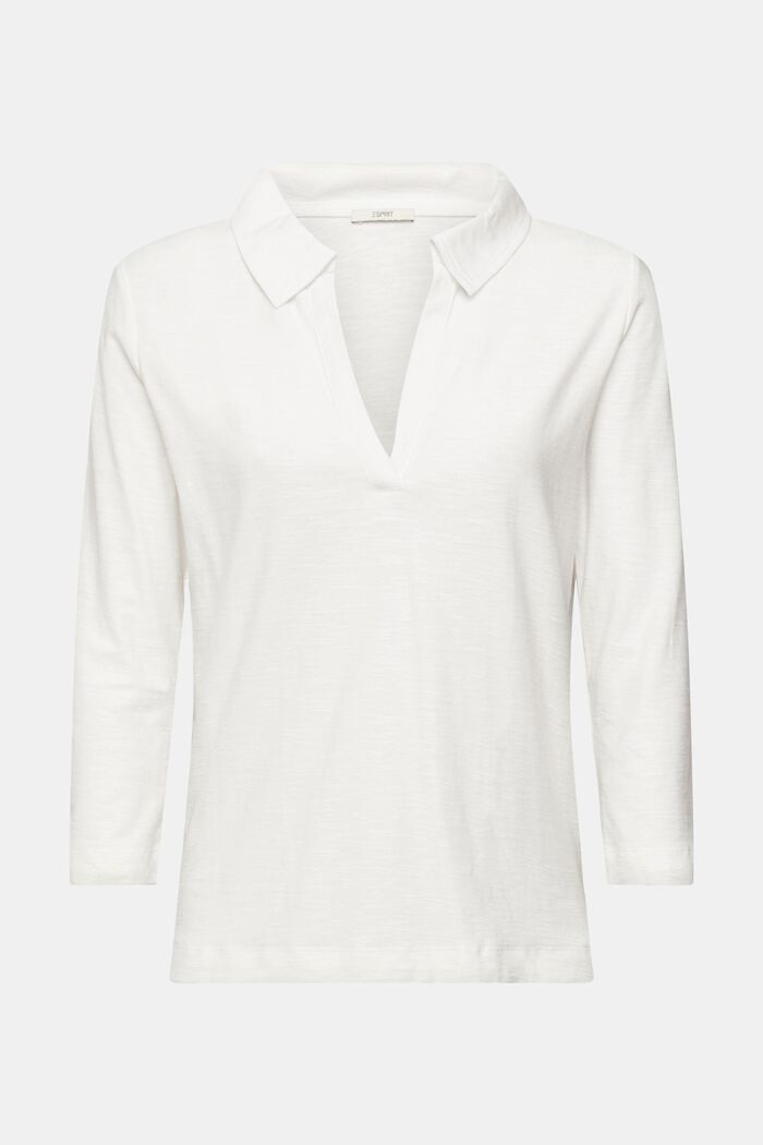 Polo collar top, OFF WHITE, detail image number 2