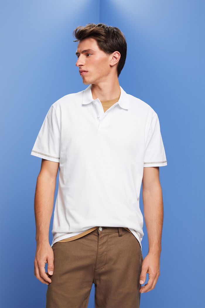 Jersey polo shirt, 100% cotton, WHITE, detail image number 0
