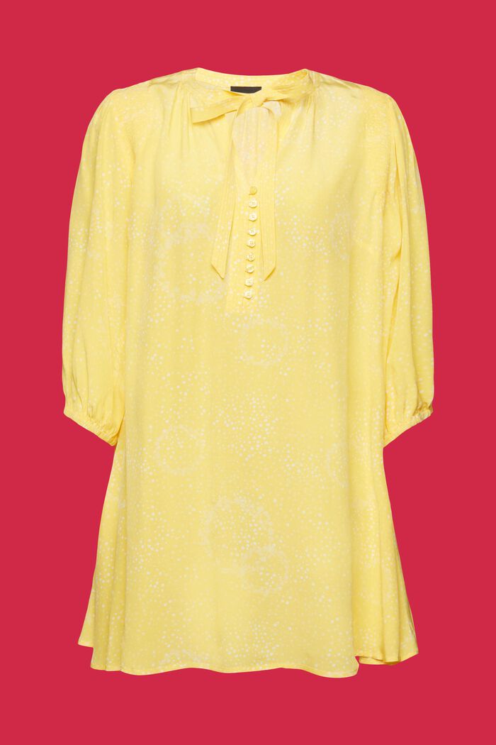 Tie Detail Printed Shift Dress, LIGHT YELLOW, detail image number 5