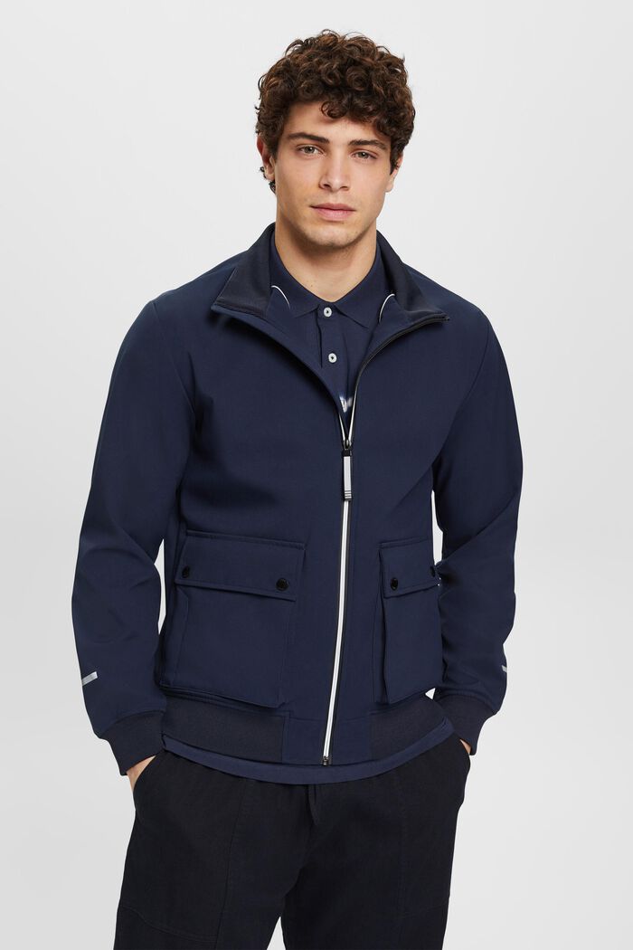 Herringbone softshell jacket, NAVY, detail image number 0