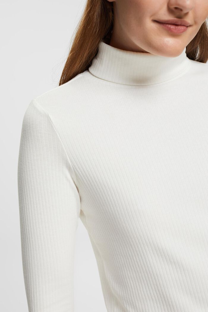 Cropped, roll neck long-sleeved top, OFF WHITE, detail image number 2