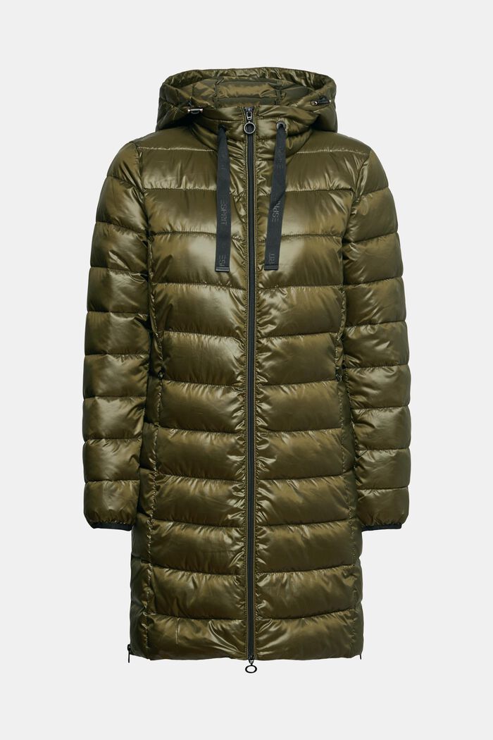 Quilted coat with detachable drawstring hood, DARK KHAKI, detail image number 6