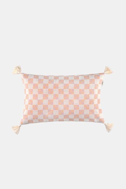 Checkered Tassel Cushion Cover