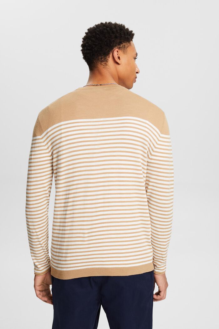 Striped Cotton Sweater, BEIGE, detail image number 2