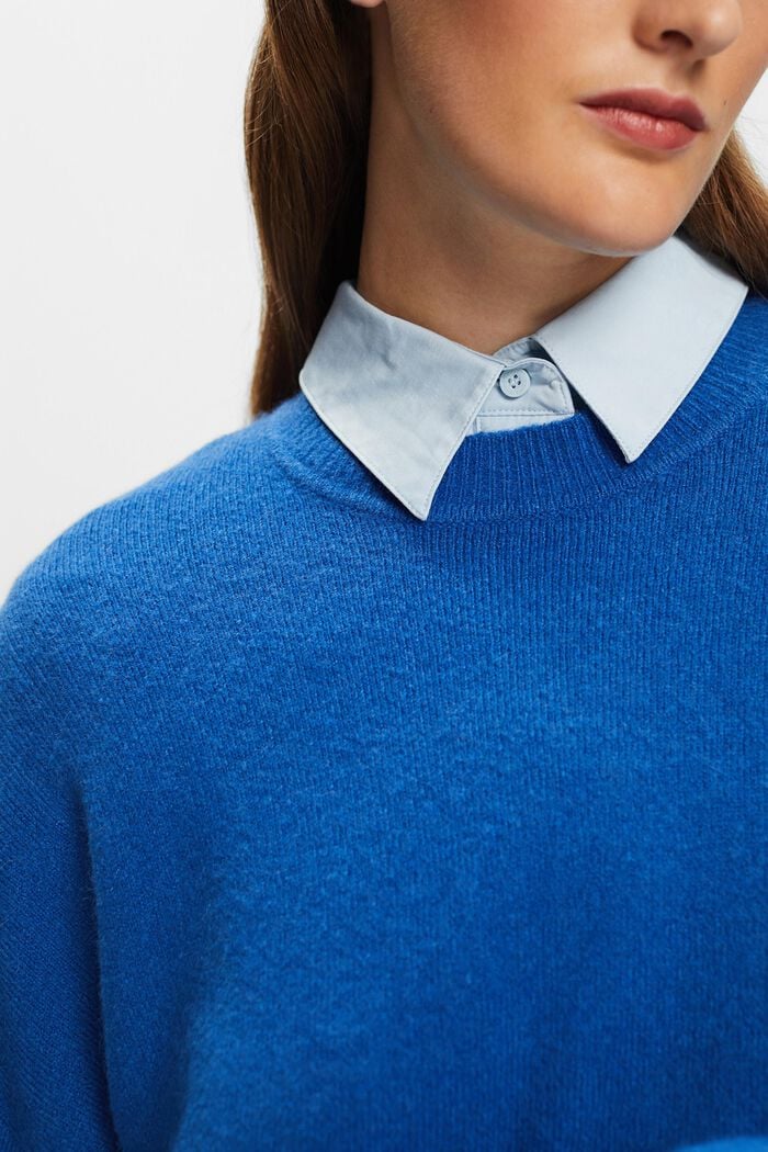 Wool Blend Crewneck Sweater, BRIGHT BLUE, detail image number 1