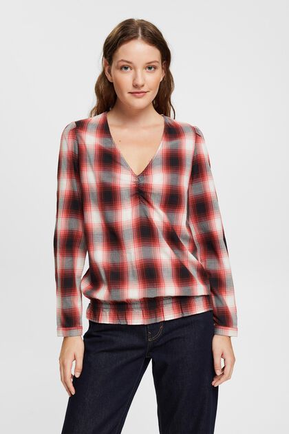 Checked blouse, 100% cotton