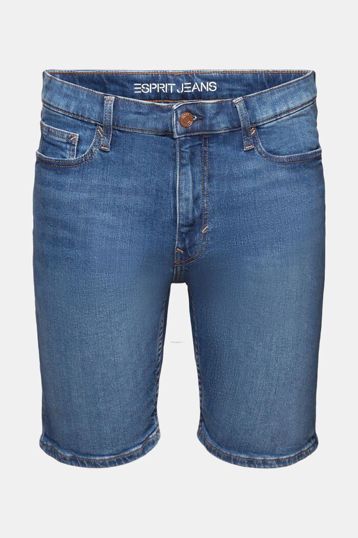 Mid-Rise Straight Denim Shorts, BLUE MEDIUM WASHED, detail image number 6